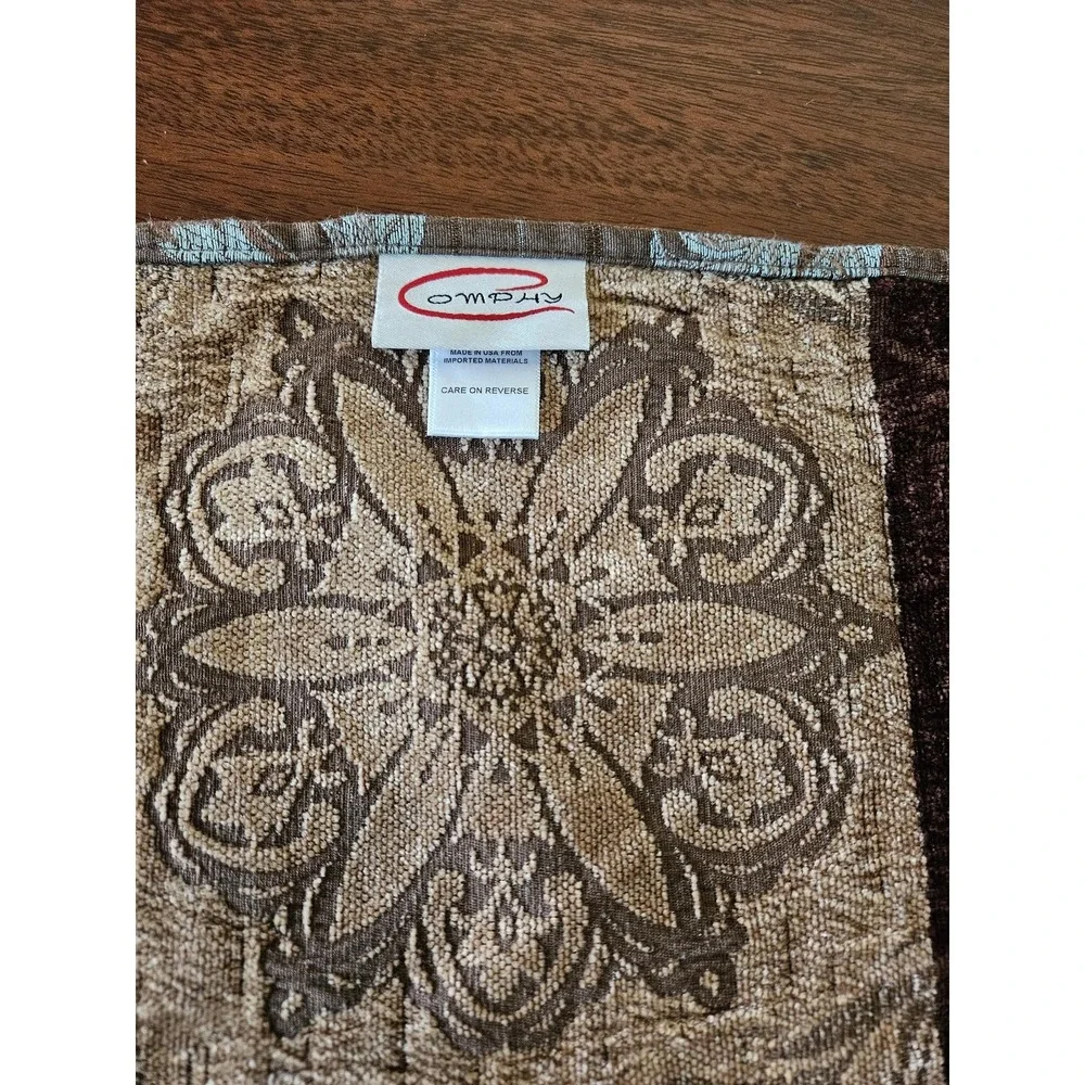 Comphy Table Runner Turquoise Blue & Brown Mandala Pattern Home Decor Tapestry